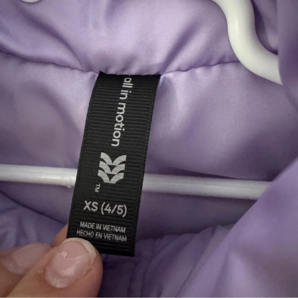 ALL IN MOTION Girls Lavender Puffer Vest